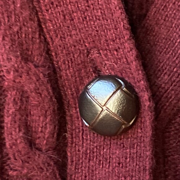 Abercrombie Fitch Burgundy Red Cotton Cardigan Sweater Womens Size M Cable Knit - Picture 11 of 16